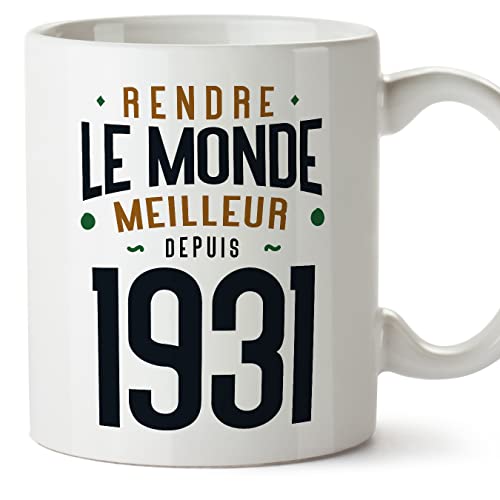 Consigue ahora MUGFFINS Tazas 1931 Cumpleaños - En Francés - Rendre le Catálogo Monde Meilleur - 11 oz / 330 ml - Regalo original y divertido Top Precio 2025 | regaloscumple.com
