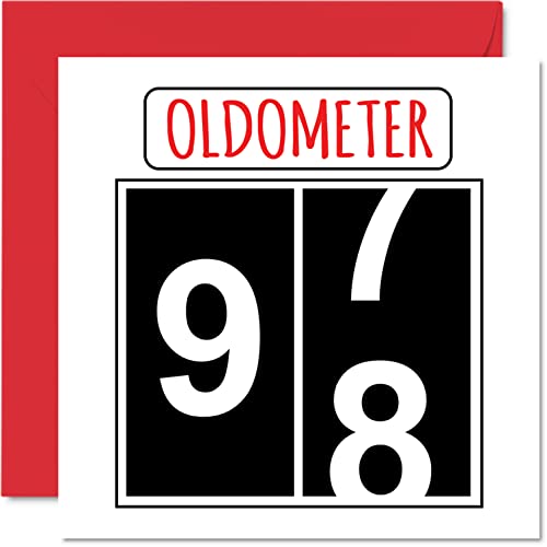 Consigue ahora Divertidas tarjetas cumpleaños 98 para hombres y mujeres Oldometer tarjeta feliz cumpleaños para abuelo abuelo Navidad niñera abuela abuela abuela papá mamá tarjetas felicitación 145 mm x 145 mm tarjeta cumpleaños 98 Rebajas 2025 | regaloscumple.com