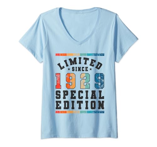 Consigue Cumpleaños ahora Edición especial limitada Birthday Born in 1929 Camiseta Cuello V Ofertas 2024 | regaloscumple.com