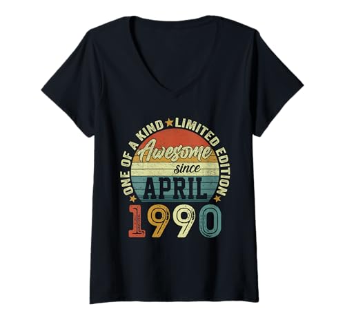 Consigue ahora Mujer Abril 1990 35 Años Navidad Cumpleaños Hombre Nacido En 1990 Camiseta Cuello V Top Precio 2025 | regaloscumple.com