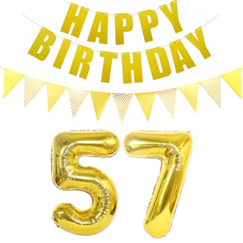 Comprar Globos con número 57 dorado guirnalda feliz cumpleaños pancarta papel Promoción aluminio 57 cumpleaños decoración para mujer hombre Rebajas 2024 | regaloscumple.com