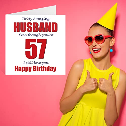 Comprar ahora Divertidas tarjetas de cumpleaños 57 para marido – I Still Love You Tarjeta feliz esposa pareja, cincuenta y siete séptimo esposo, 145 mm x mm,