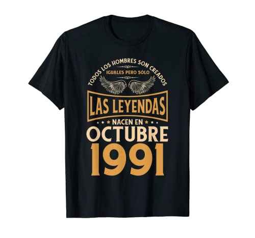 Comprar Cumpleaños Hombre BlackFriday Regalos Las Leyendas Octubre 1991 Camiseta Rebajas 2024 | regaloscumple.com