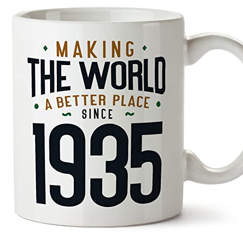 Consigue ahora MUGFFINS Tazas 1935 Cumpleaños - Navidad En Inglés - Making the World a Better Place - 11 oz / 330 ml - Regalo original y divertido Top Precio 2024 | regaloscumple.com