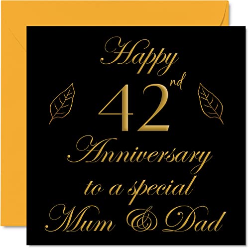 Consigue ahora Tarjeta especial BlackFriday 42 aniversario para papá mamá y padres tarjetas especiales felicitación 42 años hijo e hija tarjetas felicitación 145 mm x 145 mm para cuarenta y dos aniversarios Top Precio 2024 | regaloscumple.com