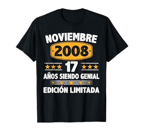 Consigue ahora Noviembre 2008 17 Navidad Años Niño Cumpleaños Regalo Noviembre 2008 Camiseta Ofertas 2025 | regaloscumple.com