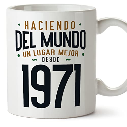Consigue ahora MUGFFINS Tazas 1971 Cumpleaños - En Español - Haciendo del Mundo un Lugar Mejor - 11 oz / 330 ml - Regalo original y divertido Regalos Top Precio 2024 | regaloscumple.com