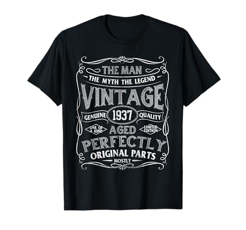Consigue ahora Hombre Mito Ideas para regalar Leyenda Vintage 1937 Año nacimiento Cumpleaños Camiseta Rebajas 2024 | regaloscumple.com