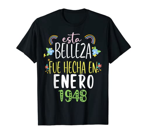 Consigue ahora Hecha En Regalos enero 1948 Mujer Regalo 74 años Cumpleaños Camiseta Top Precio 2025 | regaloscumple.com