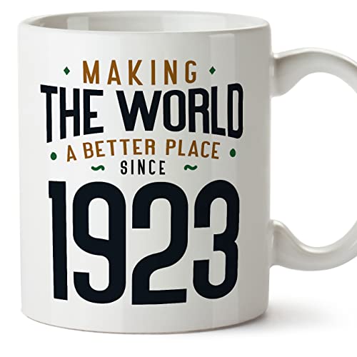 Comprar MUGFFINS Tazas 1923 Cumpleaños - En Inglés - Making the World a Better Place - 11 oz Cumpleaños / 330 ml - Regalo original y divertido Top Precio 2024 | regaloscumple.com