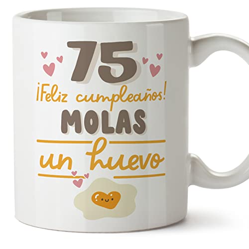 Comprar MUGFFINS Tazas 75 Cumpleaños - En Español - Feliz Cumpleaños Molas Catálogo un Huevo - 11 oz / 330 ml - Regalo original y divertido Top Precio 2024 | regaloscumple.com