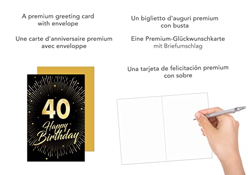 Top Precios Edition Seidel Tarjeta de felicitación 40 cumpleaños con sobre para hombre y mujer (GZ345-40 SW023)