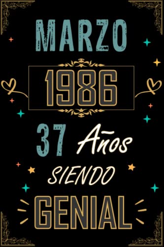 Consigue ahora CUADERNO MARZO 1986 37 AÑOS SIENDO GENIAL: Regalo 37 cumpleaños para mujeres y hombres ideas Promoción 37 cumpleaños... un cumpleaños... divertido ... regalo 37 cumpleaños para él/ella. Ofertas 2024 | regaloscumple.com