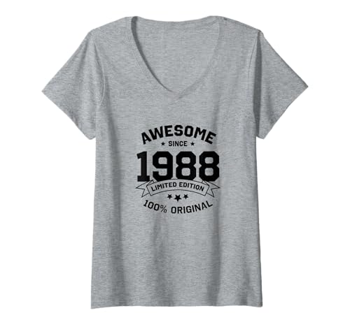 Consigue ahora Mujer Impresionante desde 1988 Promoción Edición Limitada - Año Cumpleaños Divertido Camiseta Cuello V Ofertas 2024 | regaloscumple.com