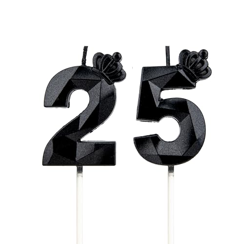 Consigue ahora DTXLX Velas 3D cumpleaños Negro números 25 con corona para tartas decoración cumpleaños velas cumpleaños niños fiestas bodas Ideas para regalar fiestas empresa aniversarios (Negro #25) Ofertas 2025 | regaloscumple.com