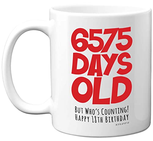 Consigue ahora Taza cumpleaños número 18 regalo para niños y niñas él y ella BlackFriday 6575 días edad divertido regalo cumpleaños para adolescentes 18 onzas para hermano hermana hijo hija primo tazas Top Precio 2025 | regaloscumple.com