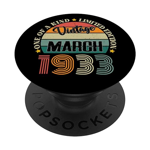 Consigue ahora Ideas para regalar 91 Años Vintage Marzo 1933 91 Cumpleaños Retro PopSockets PopGrip Intercambiable Top Precio 2025 | regaloscumple.com