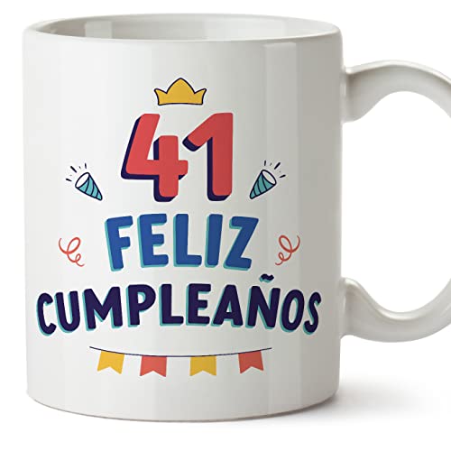 Consigue ahora MUGFFINS Tazas 41 Cumpleaños - En Español - ¡Feliz Cumpleaños! - 11 oz / Promoción 330 ml - Regalo original y divertido Top Precio 2023 | regaloscumple.com