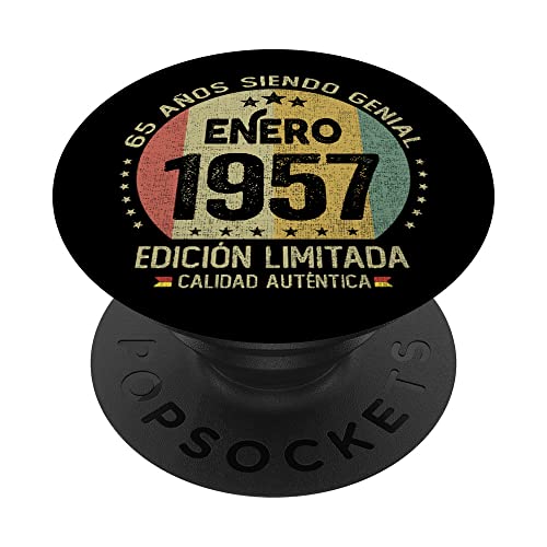 Consigue ahora Regalo 65 años Cumpleaños Hombre Mujer - Enero 1957 PopSockets BlackFriday PopGrip Intercambiable Top Precio 2023 | regaloscumple.com