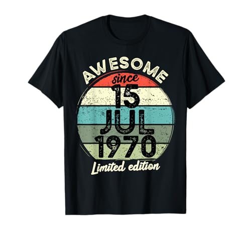 Consigue ahora 15 julio 1970 55 cumpleaños 55 años 2025 Cumpleaños Ideas para regalar Camiseta Rebajas 2025 | regaloscumple.com