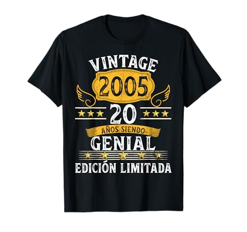 Comprar 20 Catálogo Años Cumpleaños Hombres Mujeres Vintage 2005 Camiseta Ofertas 2024 | regaloscumple.com