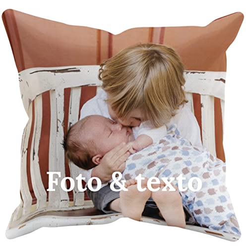 Ofertas Worfull Regalos Cojín Personalizado, tamaño 40x40 cm., con Fotos Frente-Dorso y Frase, Festejos, Cumpleaños, Aniversario, Jubilación, Comunión, Mascotas, San Valentín un Regalo Original.