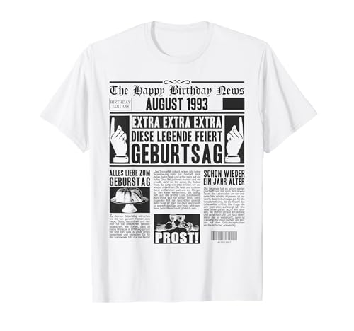 Consigue ahora Periódico para el cumpleaños Navidad Año 1993 agosto Camiseta Top Precio 2024 | regaloscumple.com