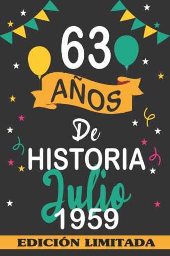 Comprar 63 Años De Historia Julio 1959: 63 años. Libro visitas cuaderno 110 páginas Regalos felicitaciones idea regalo regalo Para la esposa novia mujer La madre Top Precio 2023 | regaloscumple.com