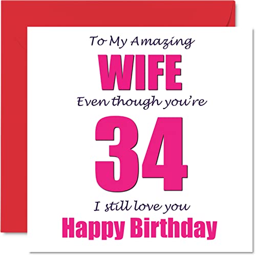 Consigue ahora Divertidas tarjetas felicitación 34 Navidad cumpleaños para esposa – 34 I Still Love You tarjeta feliz cumpleaños para esposa marido regalos bromas 145 mmx145 mm Ofertas 2024 | regaloscumple.com