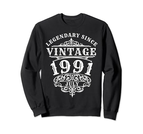 Consigue Navidad ahora Nacido en julio 1991 Leyenda cumpleaños vintage desde julio 1991 Sudadera Rebajas 2025 | regaloscumple.com