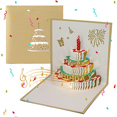 Consigue ahora WarmSun Tarjetas Felicitación Cumpleaños con música y luces tarjeta cumpleaños original 3D Pop-up tarjetas invitación para familiares amigos amantes BlackFriday tarjetas cumpleaños con sobres Top Precio 2024 | regaloscumple.com