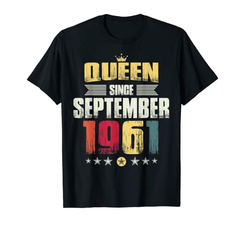 Comprar Regalo fiesta cumpleaños 58 para mujeres reina desde septiembre 1961 Camiseta Promoción Ofertas 2024 | regaloscumple.com