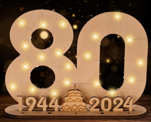 Comprar Giftota 2024 Original 80º Regalo Promoción Cumpleaños Mujeres y Hombres - Libro Visitas Madera con Luces LED - Número 80 Decoraciones Madera - 80 Años Regalo Dinero Madera - Regalo Creativa Top Precio 2025 | regaloscumple.com