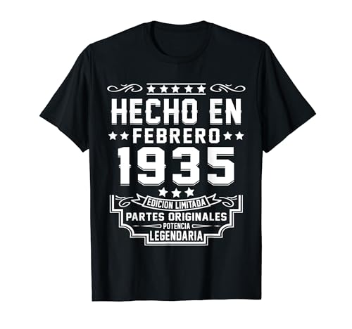 Consigue ahora Hecho En Febrero Promoción 1935 Partes Originales Cumpleaños 89 Años Camiseta Rebajas 2024 | regaloscumple.com