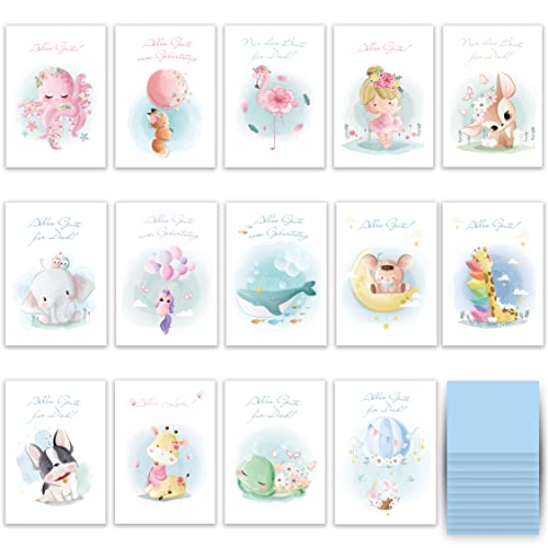 Consigue ahora Juego 14 tarjetas felicitación cumpleaños plegables Cumpleaños con sobres diseño animales para adultos mujeres niños niñas niños deseos cumpleaños Top Precio 2024 | regaloscumple.com