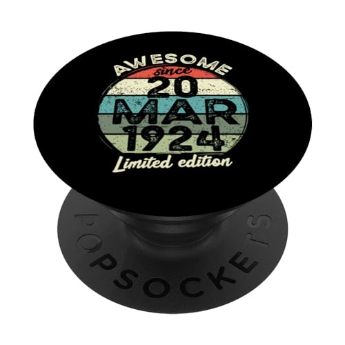 Comprar 20 marzo 1924 100 cumpleaños 100 años 2024 Cumpleaños PopSockets PopGrip Intercambiable Top Regalos Precio 2024 | regaloscumple.com