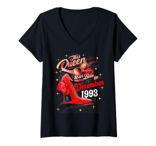 Consigue ahora Mujer Esta reina nació en Navidad diciembre 1993 Cumpleaños diciembre Mujeres Camiseta Cuello V Ofertas 2024 | regaloscumple.com
