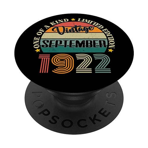 Comprar 102 Años Vintage Septiembre 1922 Cumpleaños Promoción 102 Retro PopSockets PopGrip Intercambiable Top Precio 2025 | regaloscumple.com