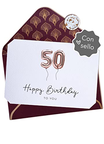 Oferta Joli Tarjeta cumpleaños Happy 50 Tarjeta 50 con y sello