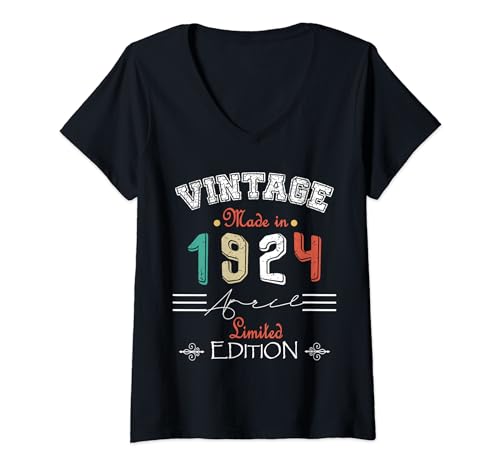 Consigue ahora Mujer Nacido En Navidad Abril 1924 Vintage Feliz Cumpleaños 100 años Camiseta Cuello V Ofertas 2024 | regaloscumple.com