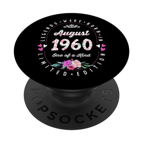 Consigue ahora Cumpleaños BlackFriday Floral - Las Leyendas nacen en Agosto 1960 PopSockets PopGrip Intercambiable Top Precio 2023 | regaloscumple.com