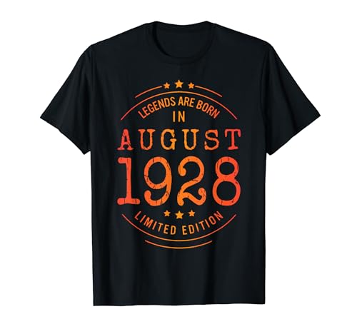 Consigue ahora Cumpleaños Agosto 1928 Edición Limitada Regalo Usado BlackFriday Vintage Camiseta Rebajas 2024 | regaloscumple.com