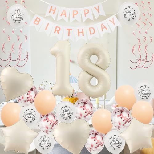 Top Precios Cumpleaños Beige Rose Gold Globos 14 Niña Cumpleaños Decoración，Cumpleaños Globos 14
