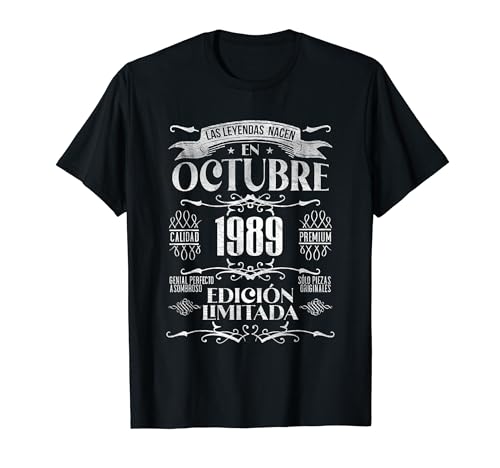 Comprar Las Leyendas nacen en Octubre BlackFriday 1989 - 35 Años Cumpleaños Camiseta Ofertas 2025 | regaloscumple.com