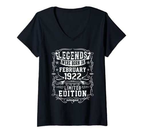 Consigue ahora Mujer Cumpleaños Febrero BlackFriday 1922 Edición Limitada Regalo February Camiseta Cuello V Ofertas 2024 | regaloscumple.com