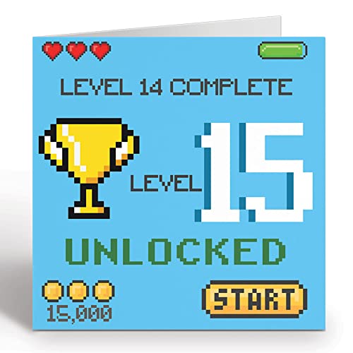 Consigue ahora Tarjeta cumpleaños para jugadores 15 años Cumpleaños edad tarjeta cumpleaños videojuegos desbloqueada nivel 15 con sobre azul tarjeta ecológica Giggle Greetings® Ofertas 2024 | regaloscumple.com