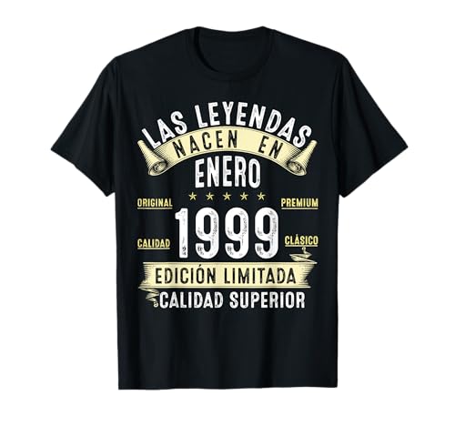 Comprar 25 Años Catálogo Cumpleaños Las Leyendas Nacen en Enero De 1999 Camiseta Rebajas 2024 | regaloscumple.com