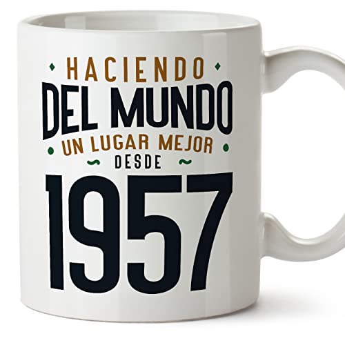 Consigue ahora MUGFFINS Tazas 1957 Catálogo Cumpleaños - En Español - Haciendo del Mundo un Lugar Mejor - 11 oz / 330 ml - Regalo original y divertido Top Precio 2024 | regaloscumple.com