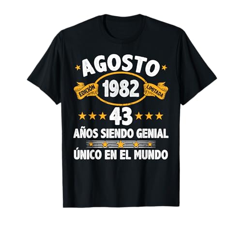 Comprar Agosto 1982 Navidad 43 Años Hombre Cumpleaños Regalo Agosto 1982 Camiseta Ofertas 2025 | regaloscumple.com