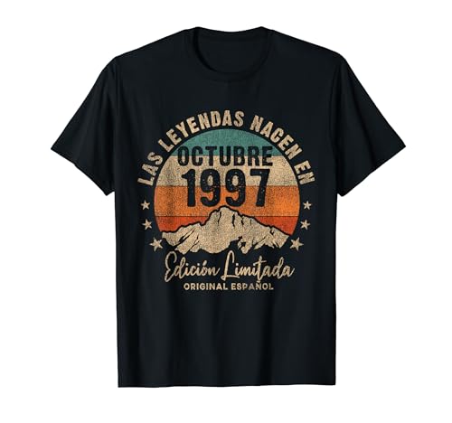 Comprar Las Leyendas nacen en Octubre Catálogo 1997 24 Años Cumpleaños Camiseta Rebajas 2024 | regaloscumple.com